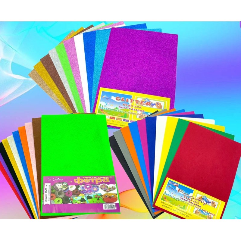AKINA SAVE 10pcs A4 A3 KIDS Art DIY 2mm Colour Foam Glitter Foam