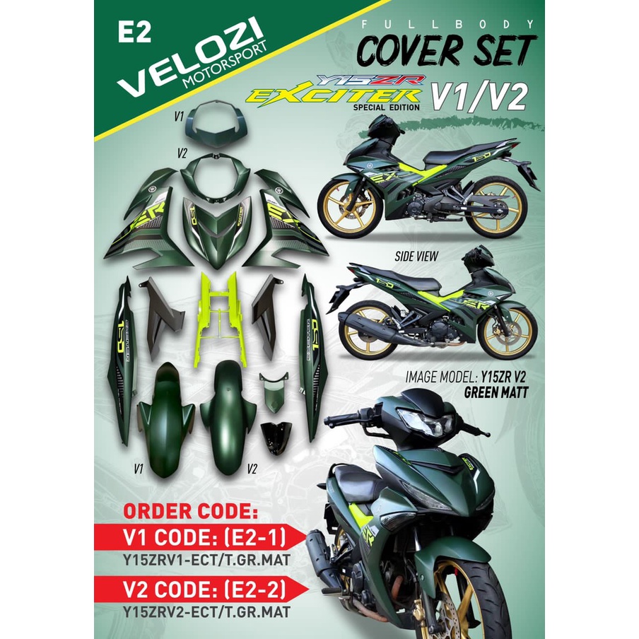 Yamaha Y Y Zr V V Exiter Special Edition Green Matte Coverset Bodyset Siap Tanam Velozi