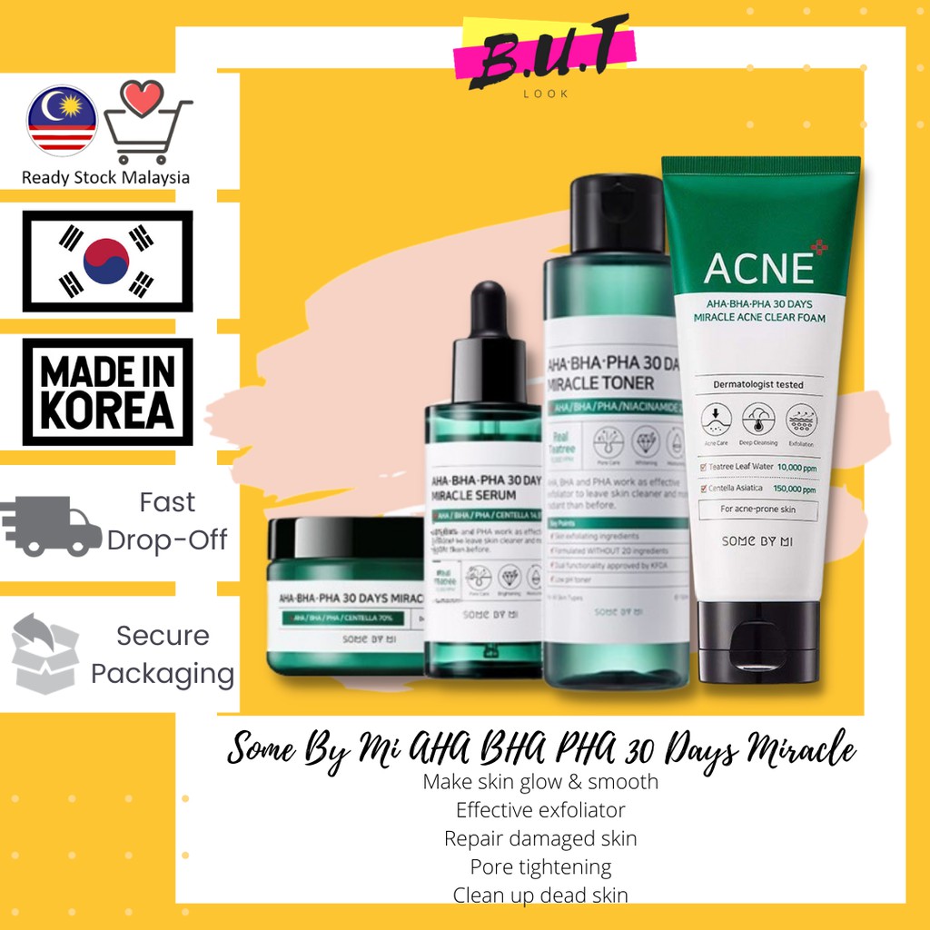 Some By Mi Miracle AHA BHA PHA 30 Days (Cleanser Toner Serum Cream ...