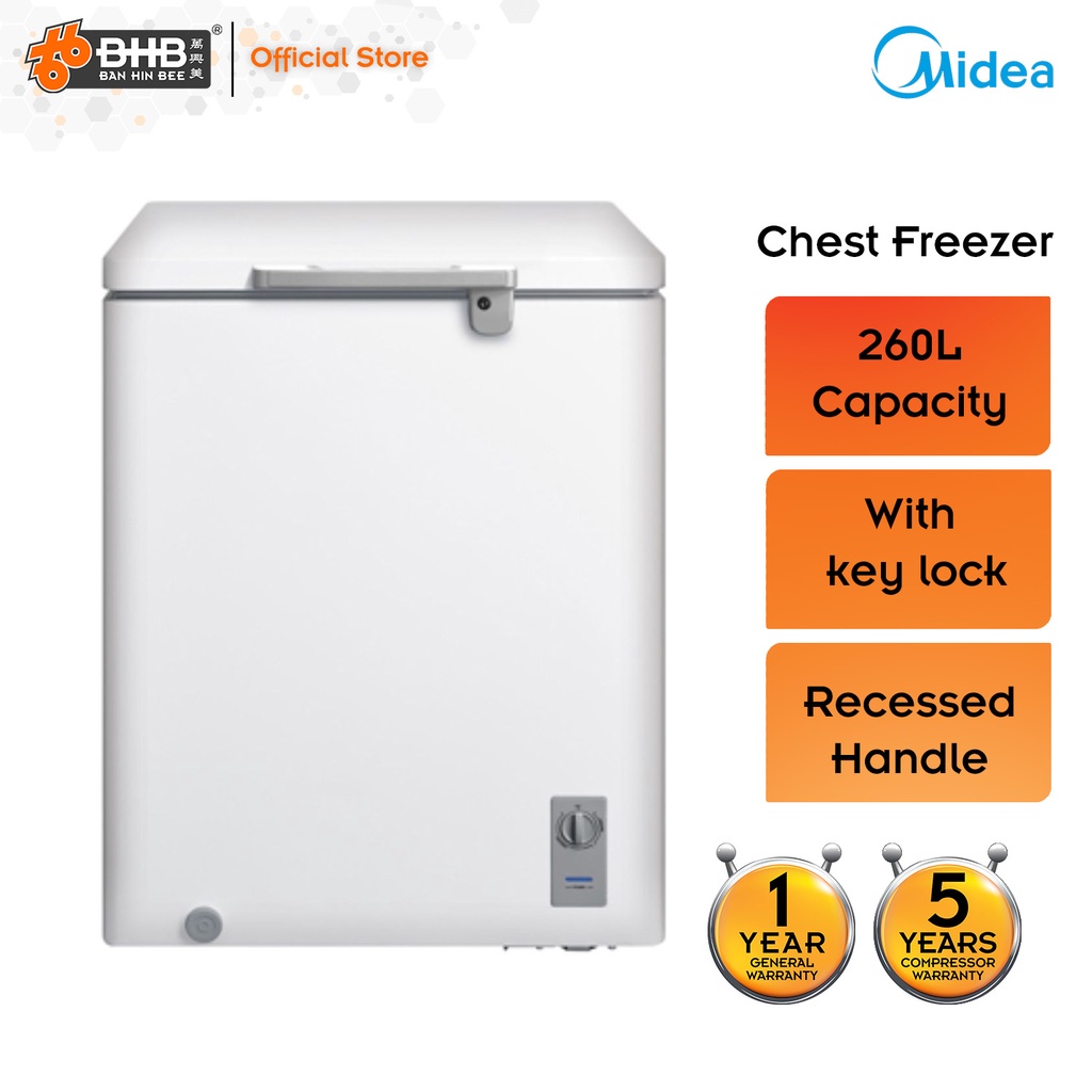 Midea Wd 260wa Chest Freezer With Key Lock 260l Shopee Malaysia 2556