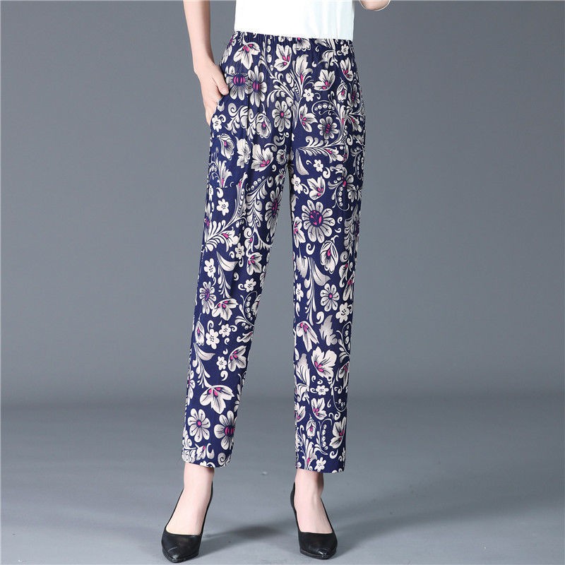 Mom's Cropped Pants Women's Summer Thin Middle-Aged Pants Women's