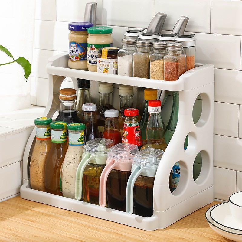 2 Tiers Plastic Kichen Rack | Spice Rack | Condiment Bottle Rack ...