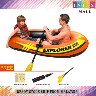 ORIGINAL INTEX 1.85M Explorer Inflatable Double Kayak Canoe Float Boat Bot  Mancing Bot Angin