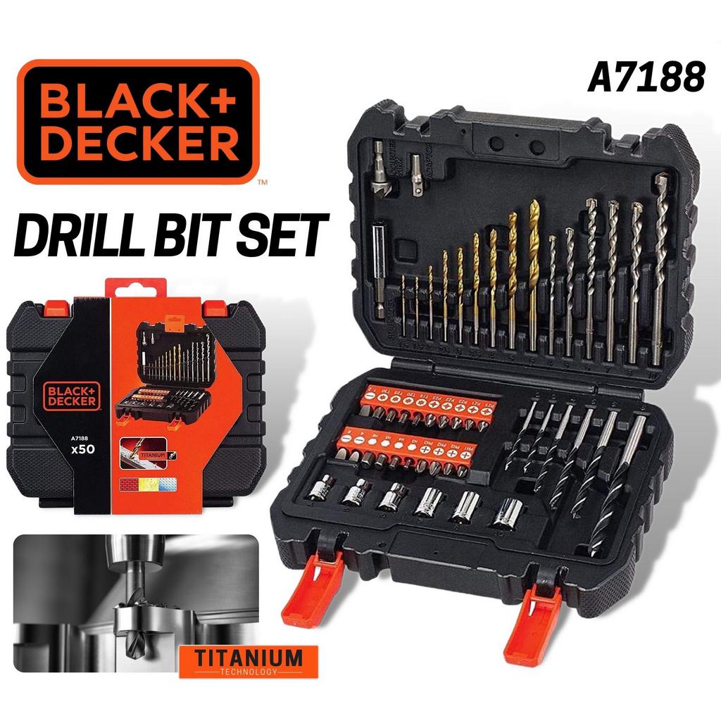 Black + Decker A7188 Drill and Screwdriver Bit Set 50-Piece 