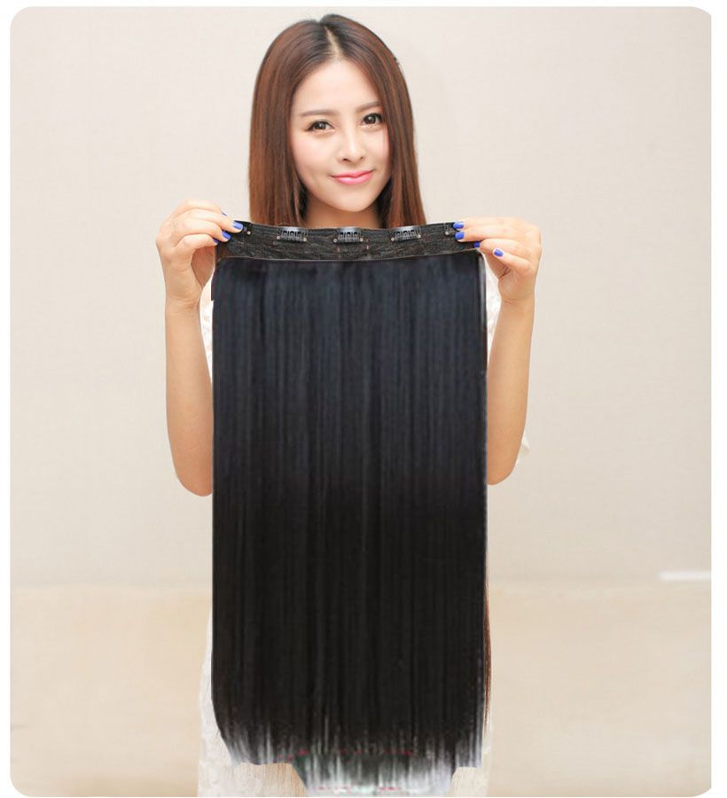 Women Luxurious Long Straight Hair One Piece Clips In Hair Extensions ...