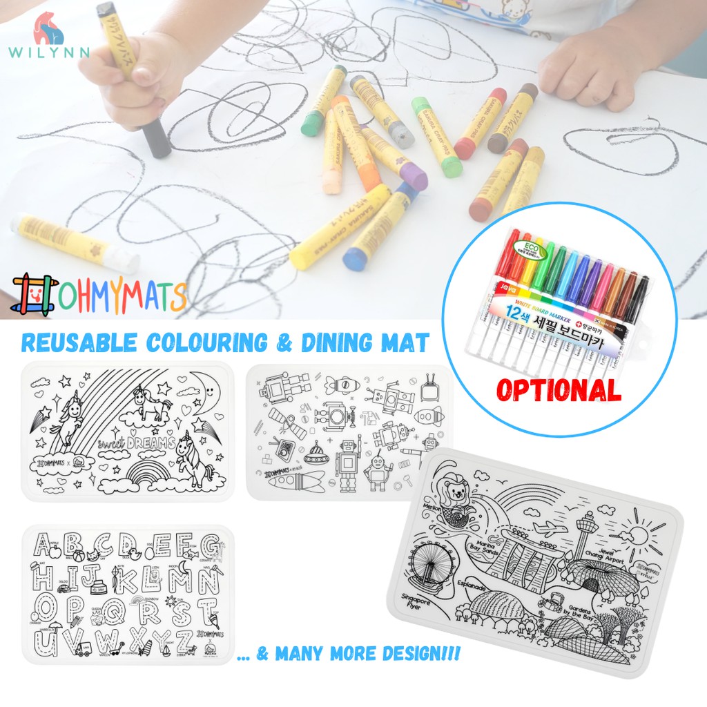 ohmymats Large Reusable Colouring & Dining Place Mat (Made in Korea ...