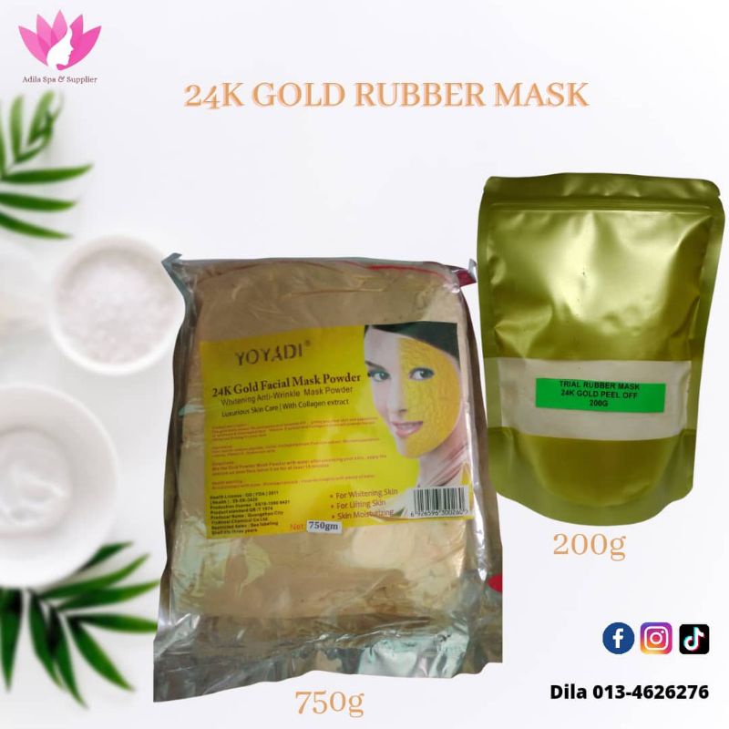 24K gold mask powder Trial 200g/750g(pack besar) | Shopee Malaysia