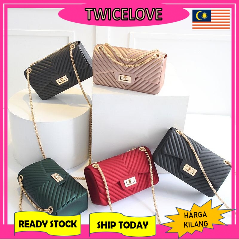 READY STOCK⭐ TWICELOVE (Small) Checked Matte Jelly Shoulder Bags ...