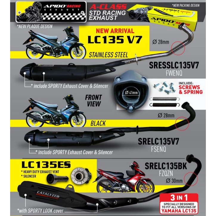 LC135 APIDO RACING EXHAUST PIPE 3 IN 1 LC135 V1V8 Fuel Injection FI Cutting Y15 Shopee Malaysia