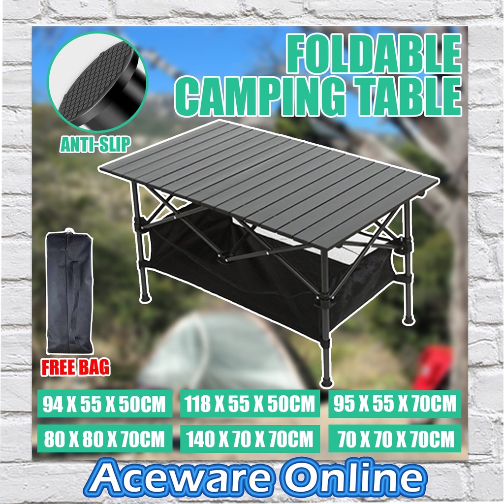 Outdoor Folding Camping Table With Net Portable Aluminum Table Foldable