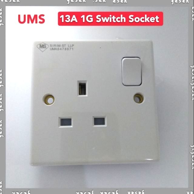 Switch Socket Outlet UMS 2913A - 13A 1Gang Switch Socket Outlet ...