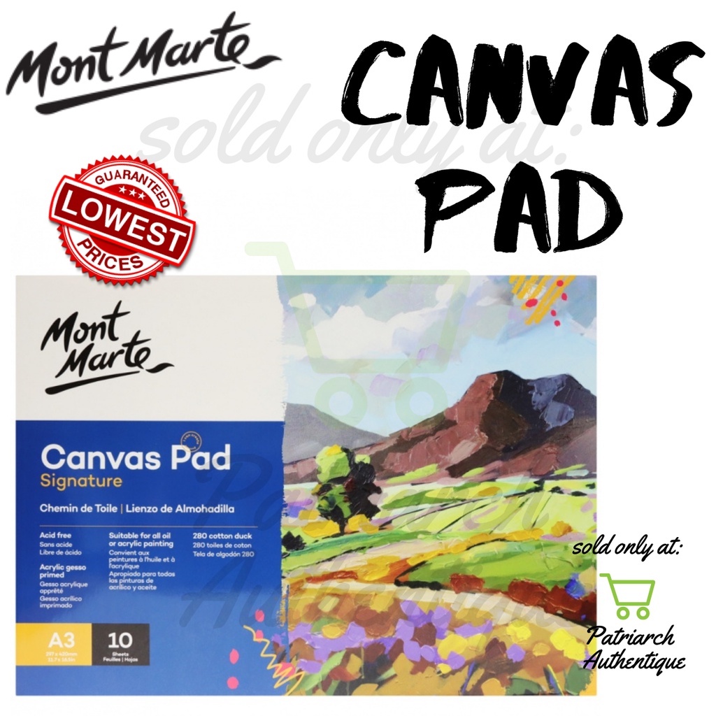 [Canvas Pad] Mont Marte Canvas Pad 10 Sheets 280gsm A3 A4 A5 Shopee
