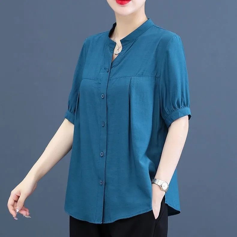 Chiffon Shirt Women Short Sleeve Fashion Chiffon Plus Size Top | Shopee ...