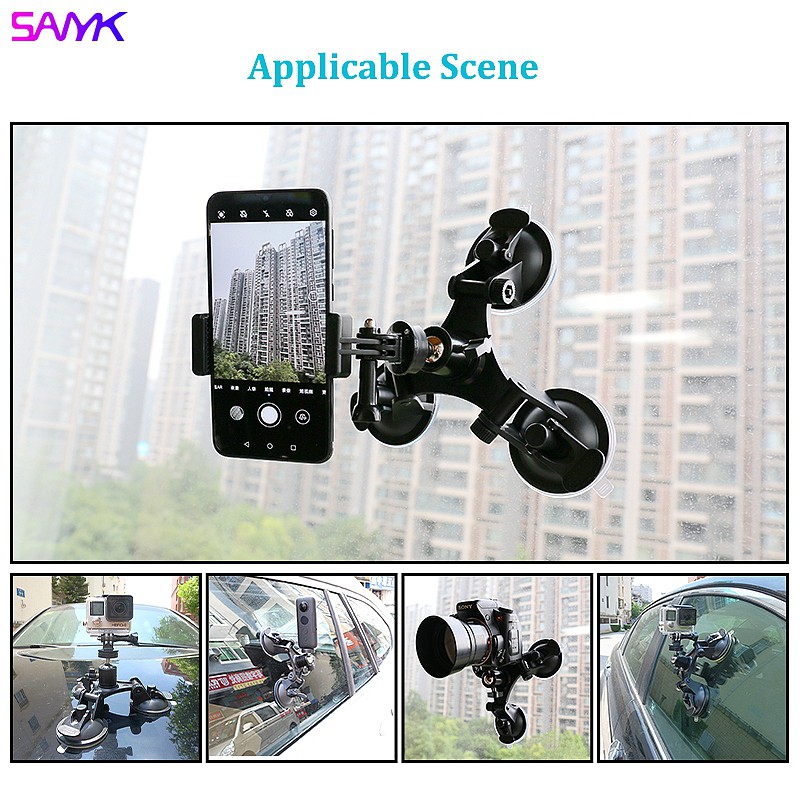 SANYK Action Camera Tripod Holder Mount Car Windshield Suction Cup With
