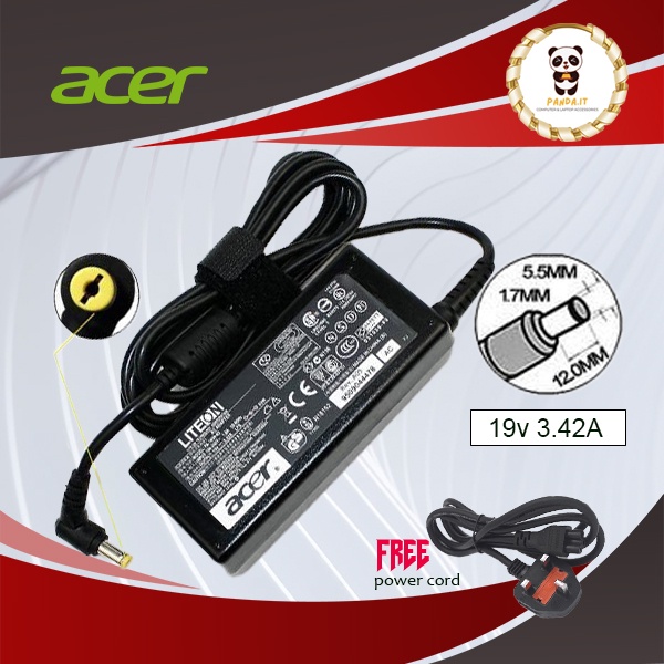 65W Laptop Charger For Acer Aspire 3 A315-23 A315-35 A314-22 A315-22 – 19V 3.42A, 3.0x1.0mm Tip