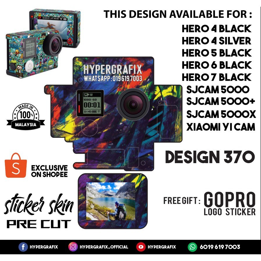 GOPRO HERO 4 , HERO 5 , HERO 6 , HERO 7, SJCAM 5000 , XIAOMI YI CAM 2K ...