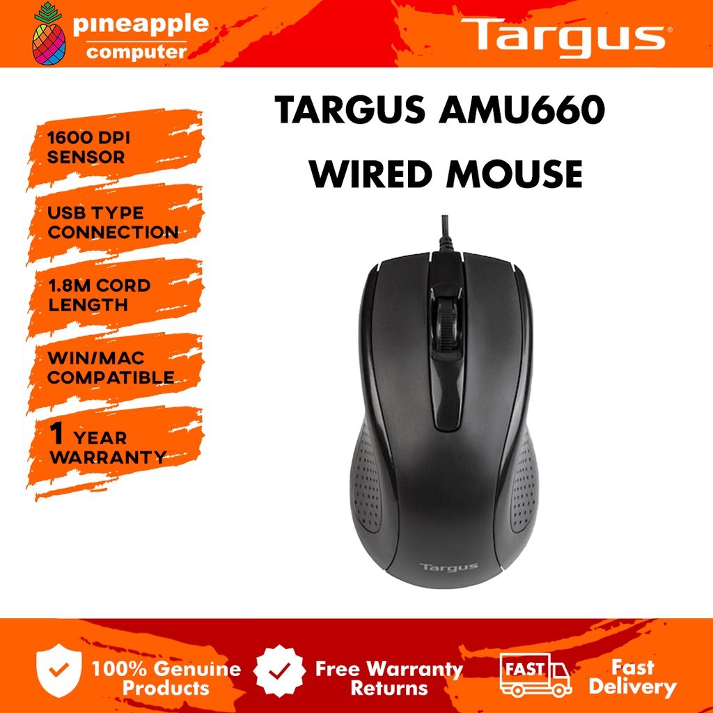 Targus AMU660 USB Optical Mouse Shopee Malaysia