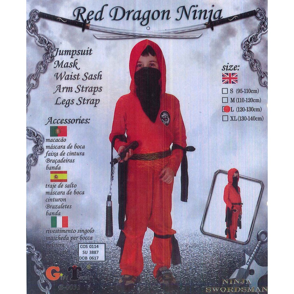 Red Dragon Ninja Costume For Kids