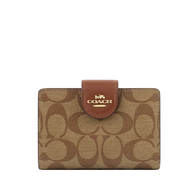 Coach Medium Corner Zip Wallet In Signature Canvas - Brown | Shopee ...