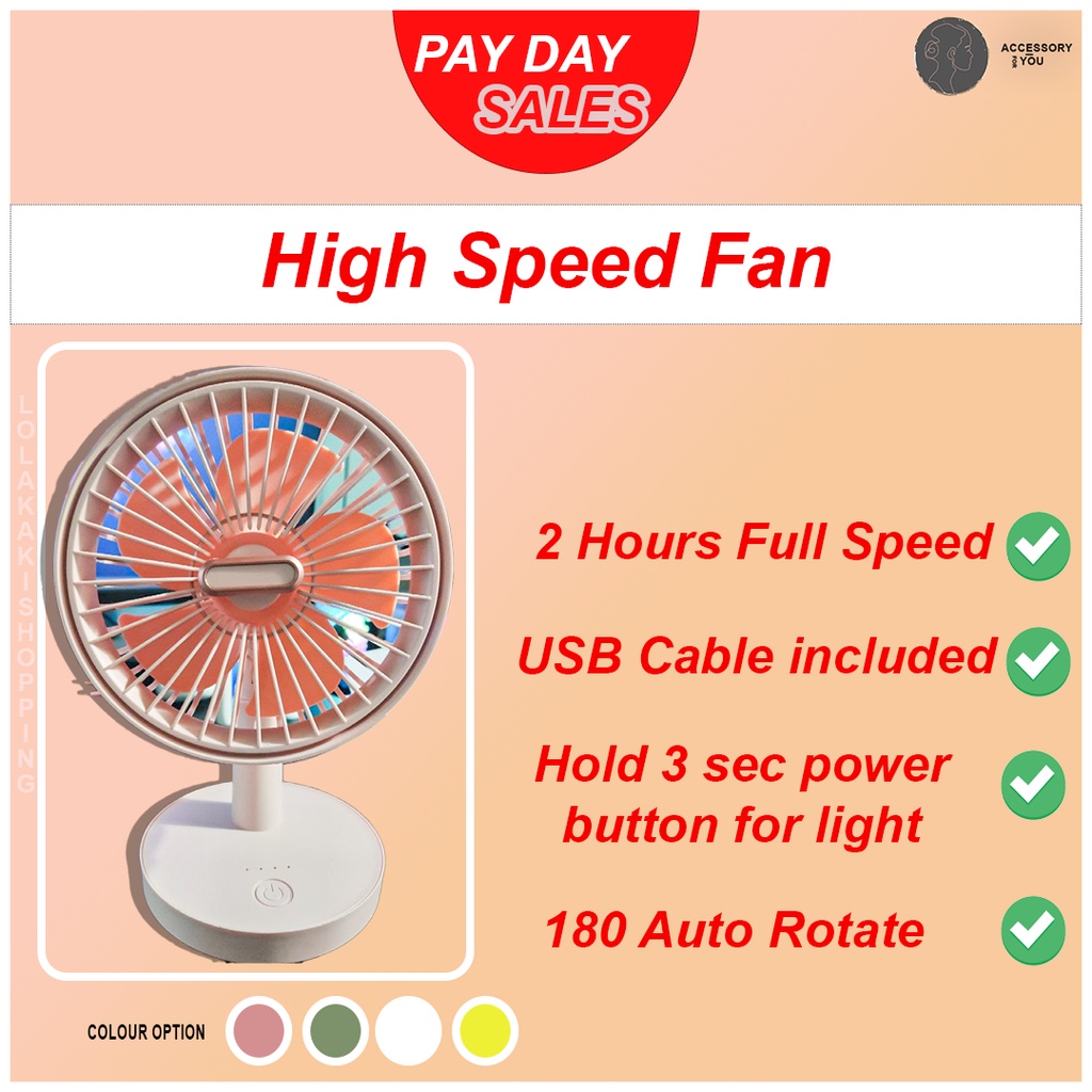 Portable Fan YASE 3 Level Speed Mini cute Fan USB Automatic Swing Table