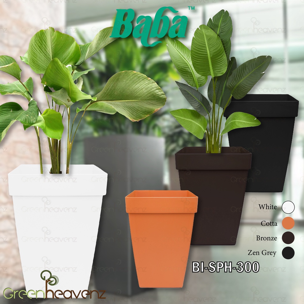 BABA BI-SPH-300 Round Plastic Planter Pot Pasu Bunga Plastik 4 Warna ...