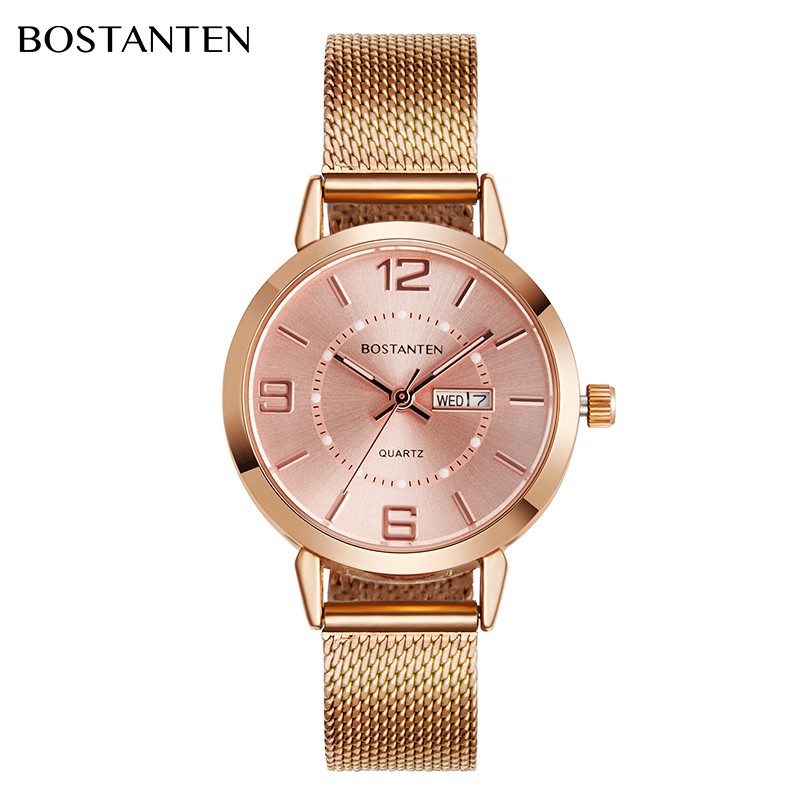 Bostanten Luxury Golden Women Watches Original Wrist Watch Women's Casual  Rose Gold Ultrathin Quartz Girl Steel Watch