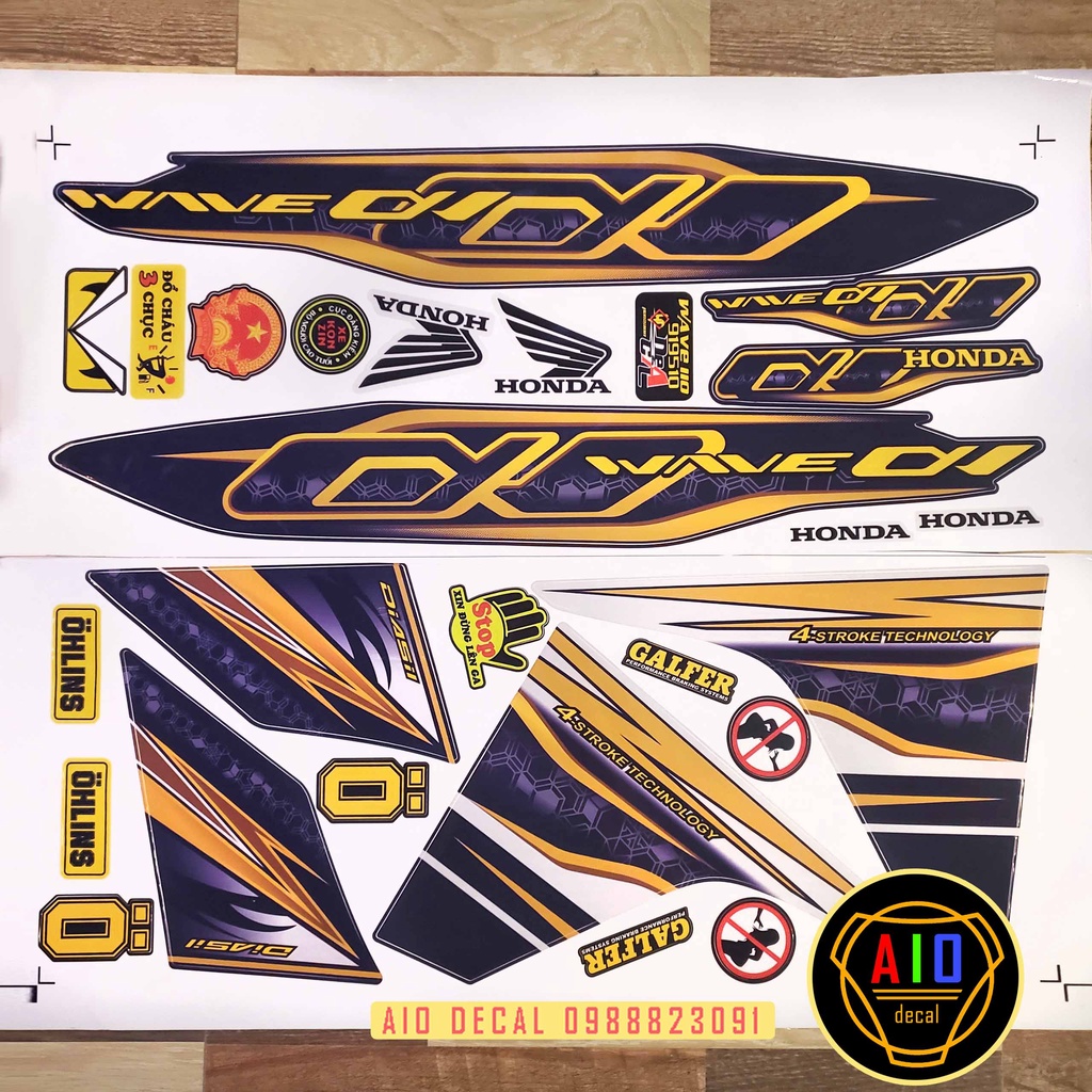[Type 1] Wave Alpha 110cc Nice Yellow Brown Removable Sticker (2017 ...