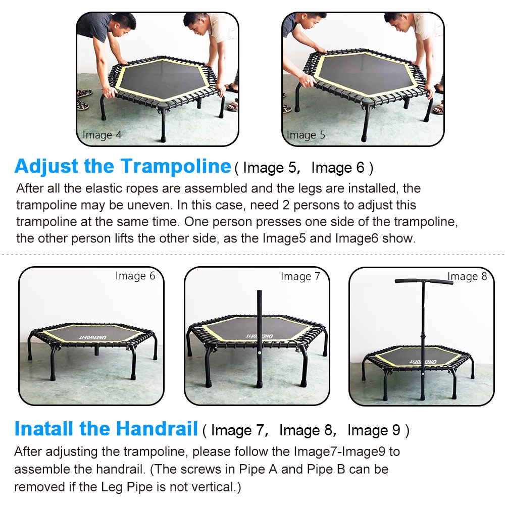 Silent Trampoline With Adjustable Handlebar (125cm) Shopee