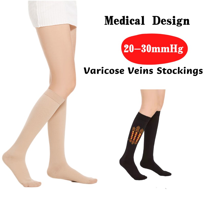 Pecoo Medical Compression Socks Varicose Veins Knee-High Stockings Leg  Compression Relief Stockings Knee Pain Relief Socks Support Closed Toe  Skin/Black