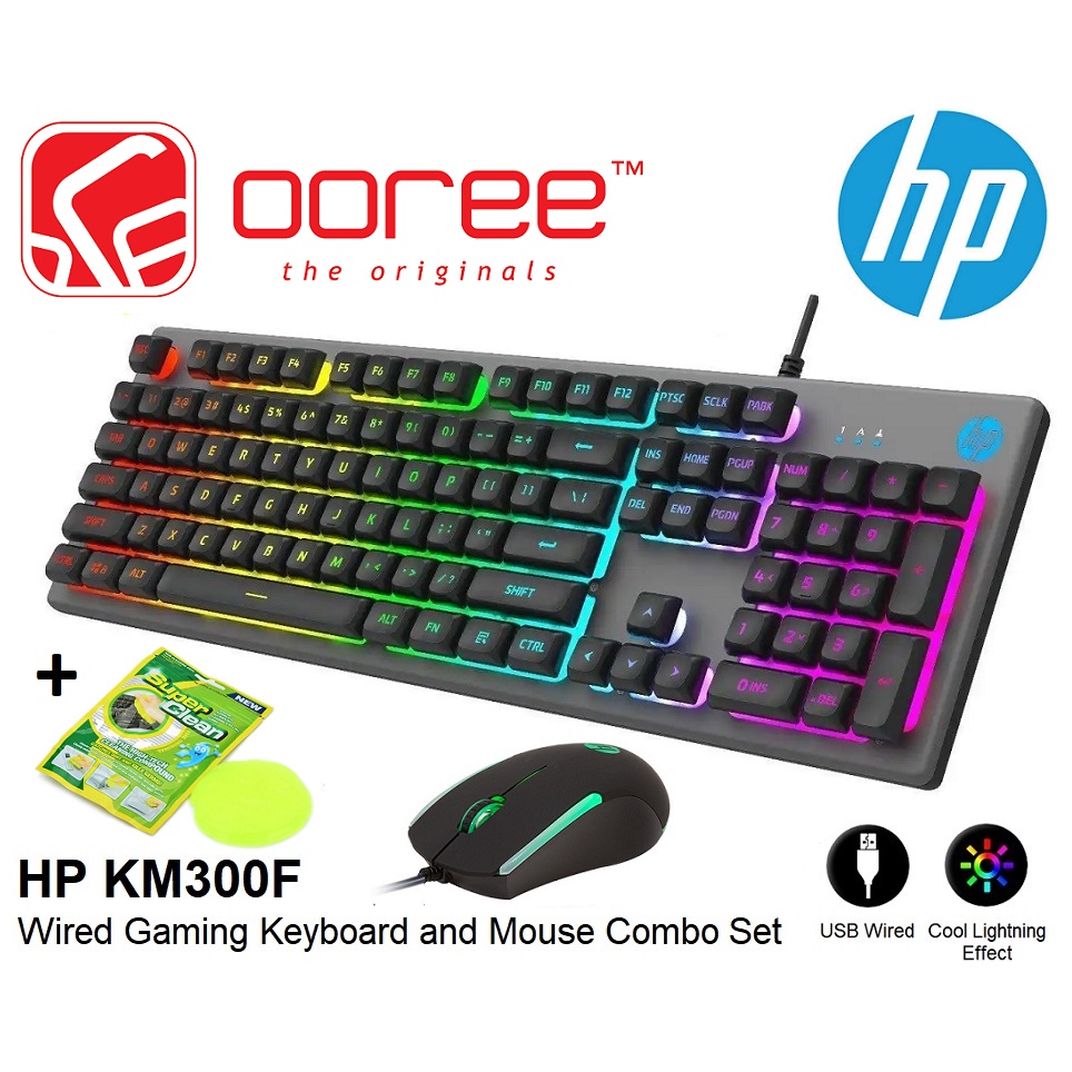 HP KM300F WIRED USB GAMING KEYBOARD AND MOUSE COMBO WITH LED BACKLIGHT