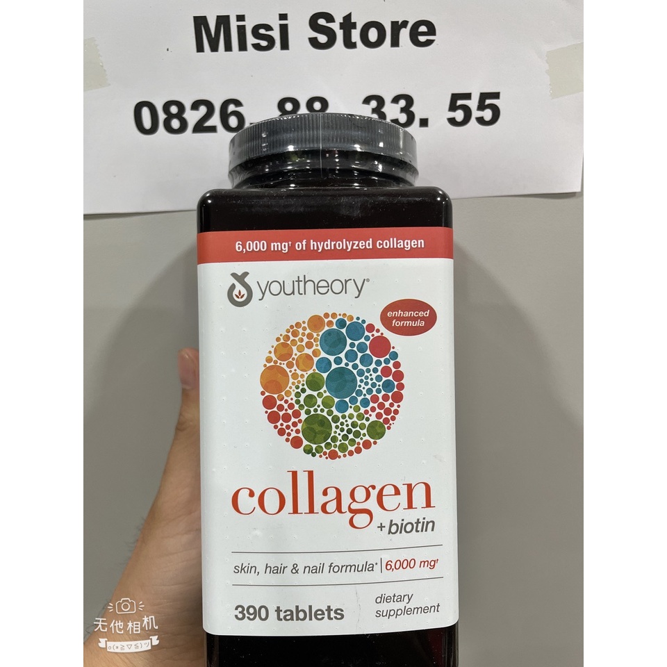 Youtheory Us collagen Oral Tablet, Type 1 2 & 3 antiaging, 390 tablets