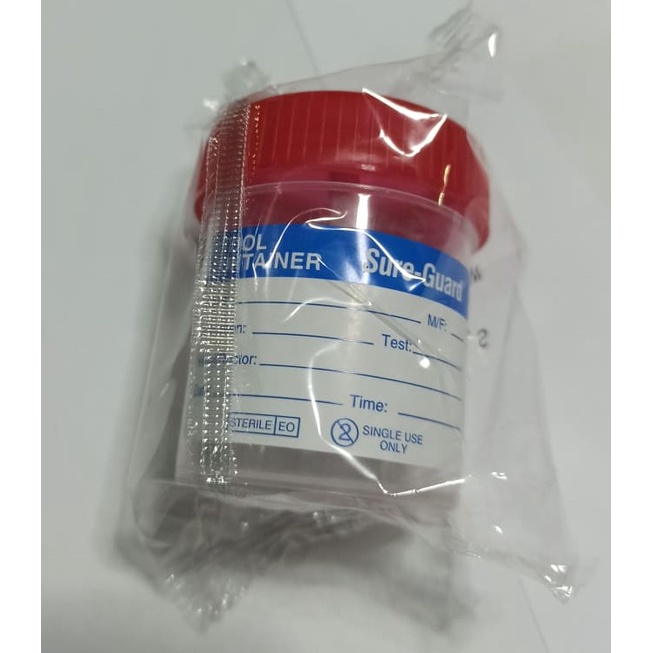 Stool Specimen Container with Spoon and Label (Sterile, 60ml capacity