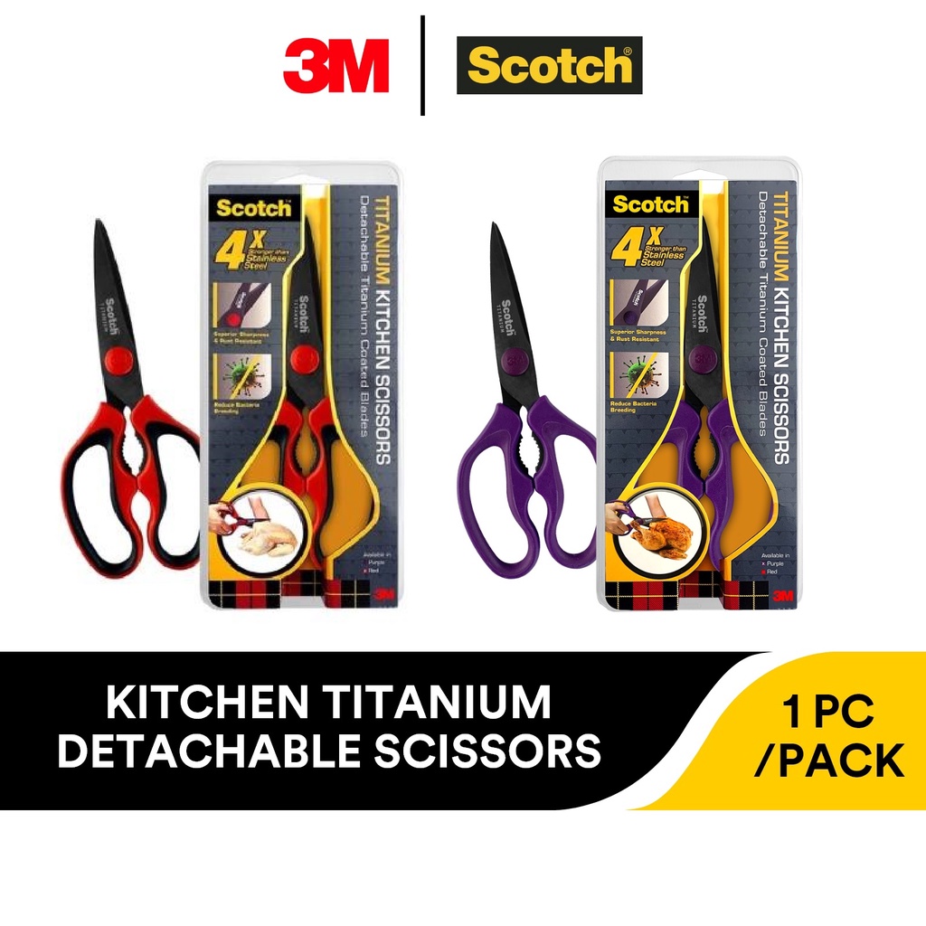 3M SCOTCH Titanium DETACHABLE Kitchen Scissors RED