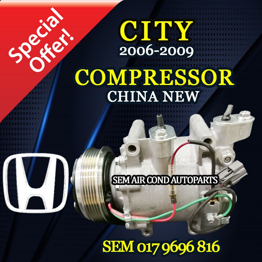 HONDA CITY 2006-2009 YEAR OEM CHINA NEW COMPRESSOR/ KOMPRESOR (CAR ...