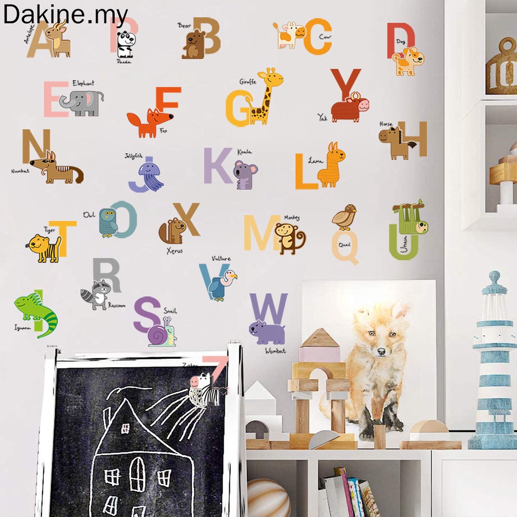 Dakine Home Alphabet Wall Decals, Removable Animal ABC Wall Stickers ...