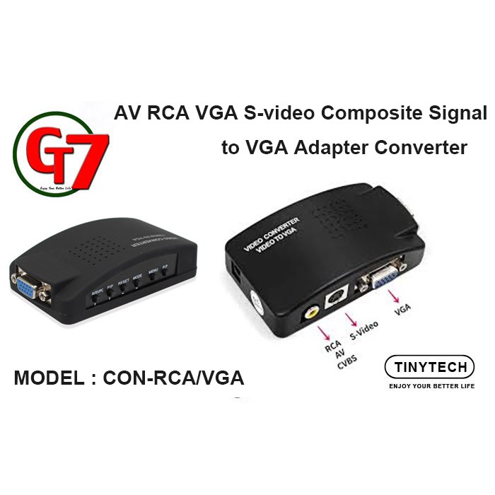 AV RCA VGA S-VIDEO COMPOSITE SIGNAL TO VGA ADAPTER CONVERTER (CON-RCA