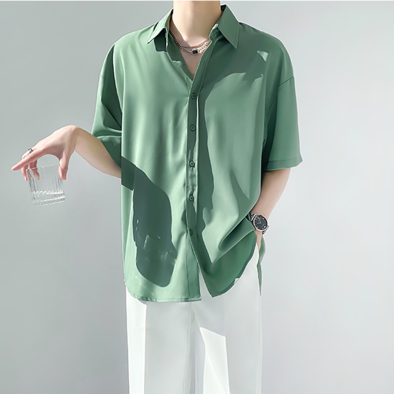 12 Color M 2XL Summer Korean Abstinence Style Temperament Shirt Fashion Trend Breathable Lapel Loose Polo Plain Short Sleeve Oversized Shirt For Men Top Shopee Malaysia