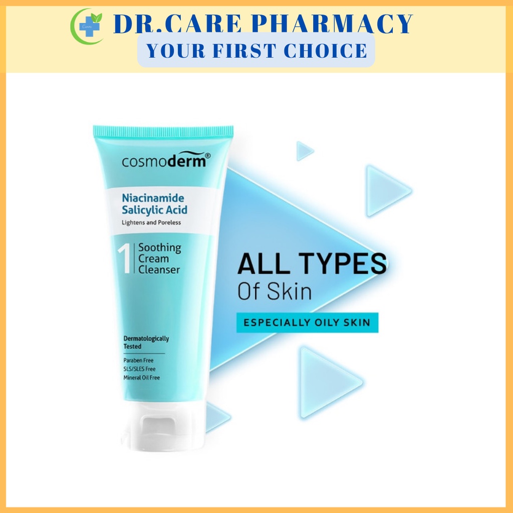 Cosmoderm Niacinamide Salicylic Acid Soothing Cream Cleanser 125ml/50ml ...
