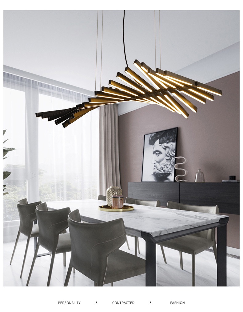 Modern New LED LOFT Piano Wave Pendant Lights Fishbone Designer Ceiling ...
