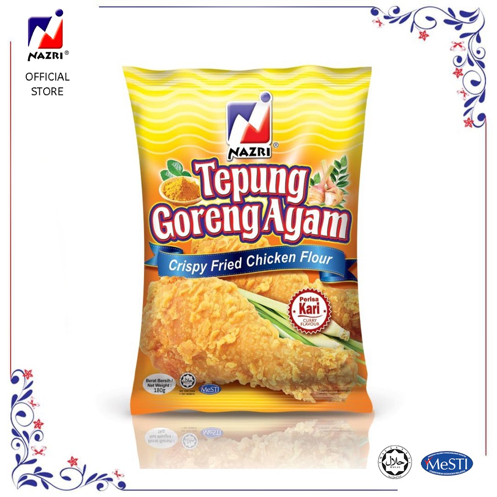 NAZRI Tepung Goreng Ayam Perisa Kari dan Pedas (900g & 180g) / NAZRI ...