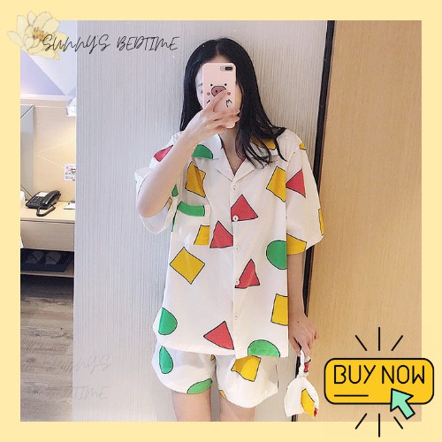 Crayon Shin Chan Pyjamas Set Sleepwear Set Women Nightwear Baju Tidur Wanita Dik Cerdas Baju Tidur P