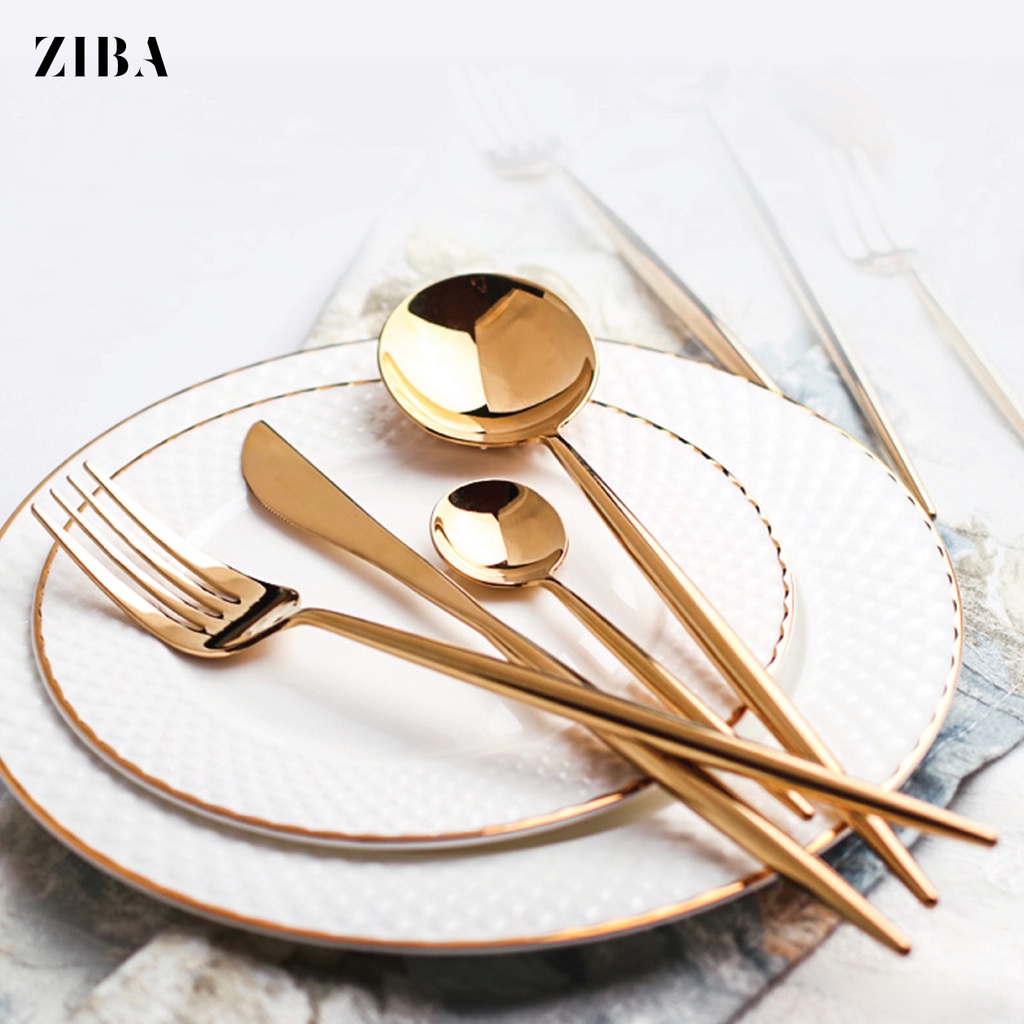 🔥【Ready Stock】🔥 Premium Glossy Stainless Steel Gold Cutlery Set ...