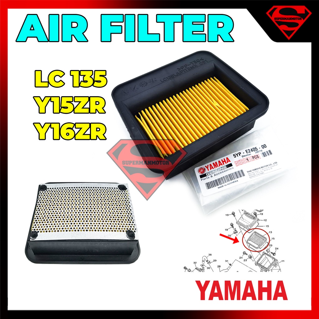 AIR FILTER ORIGINAL YAMAHA LC 135 Y15 Y16 NVX NMAX Y15ZR Y16ZR LC135 ORIGINAL AIR CLEANER