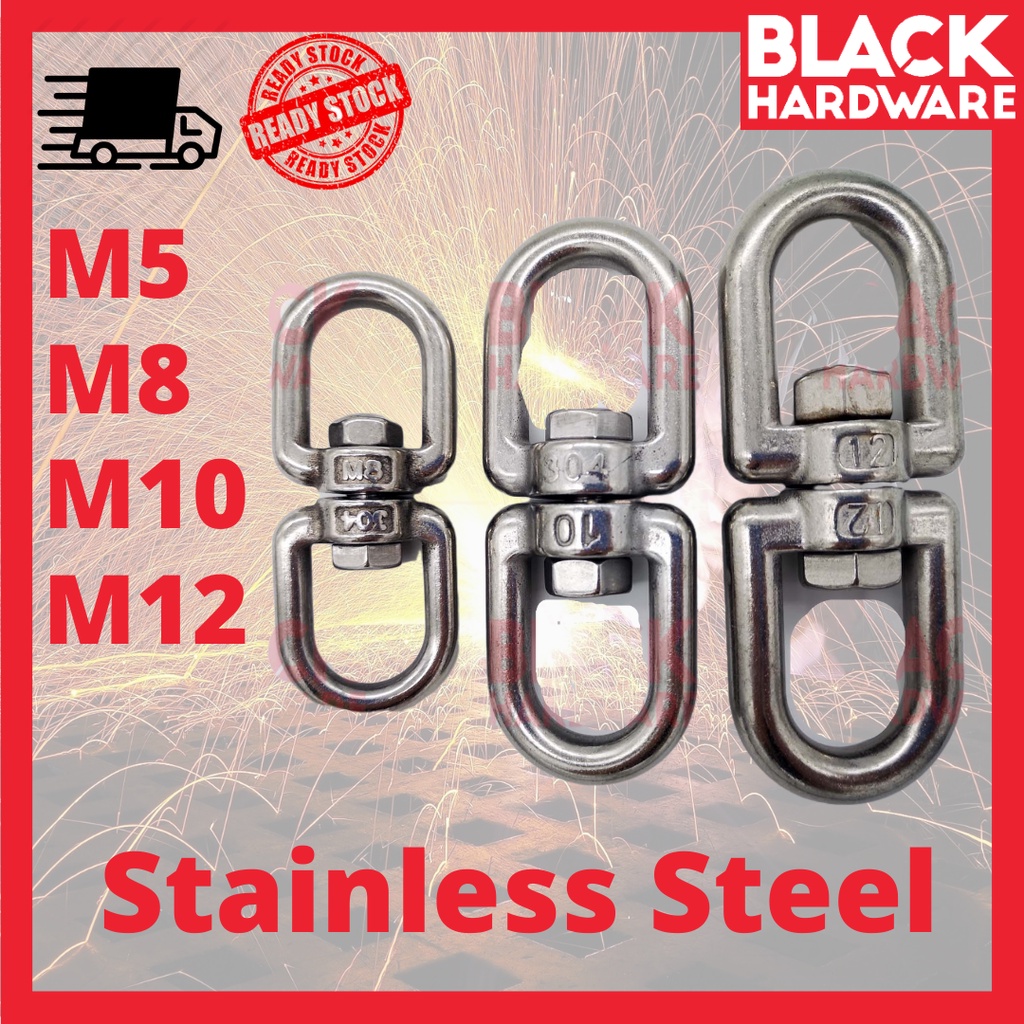 BLACK HARDWARE Marine 304 Stainless Steel Eye To Eye Swivel Ring Hang ...