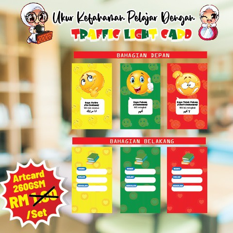 Traffic Light Card(260gsm Tebal) Set Kad Traffic Light 4 Bahasa Alat ...