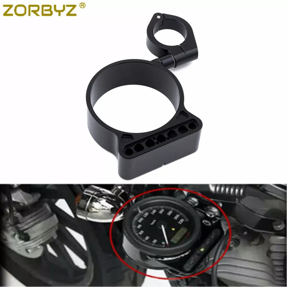 ZORBYZ Black 39mm 16" Side Mount Speedo Relocator Bracket For Harley