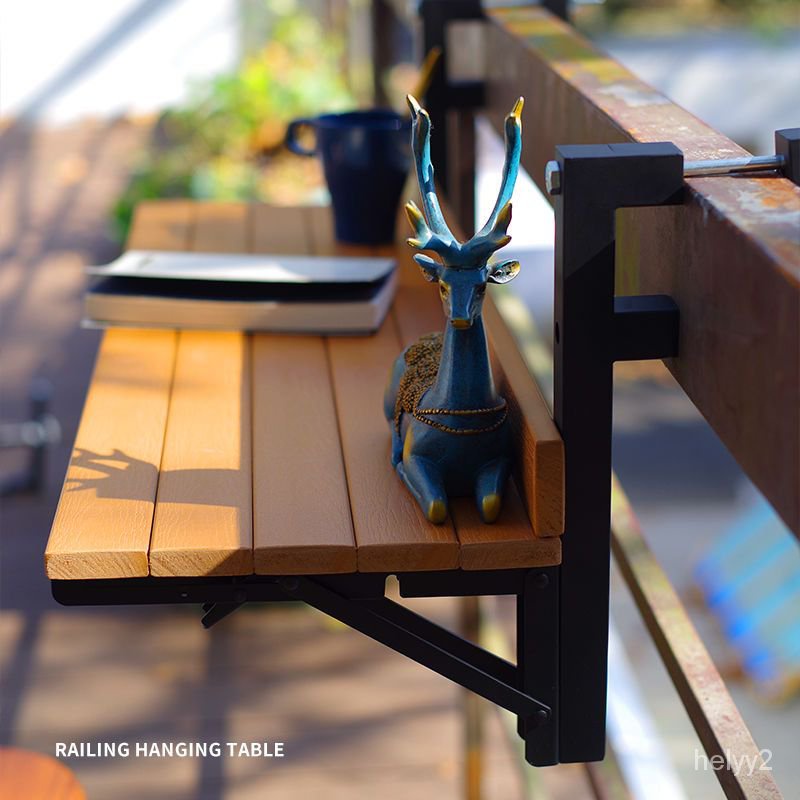 Outdoor wooden bar table balcony foldable hanging table wall hanging ...