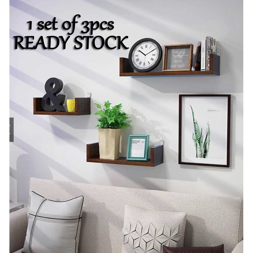 Rak Deco Floating Wall Shelves Rack U Shape Book Storage Shelf ( 3 in 1 ...