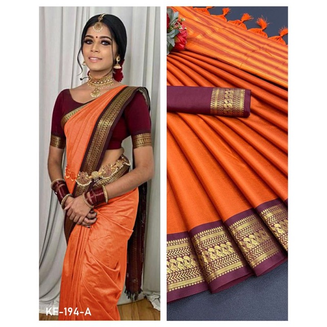 (READY-TO-WEAR-SAREE) Pure Mercerized Cotton Silk Saree KF-194 | Shopee ...
