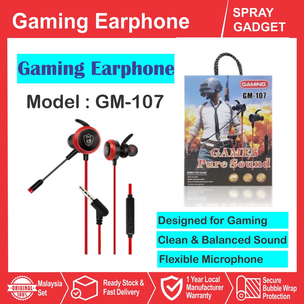 GM107 Gaming Earphone for Mobile Legend PUBG Gaming Earphones with Mic
